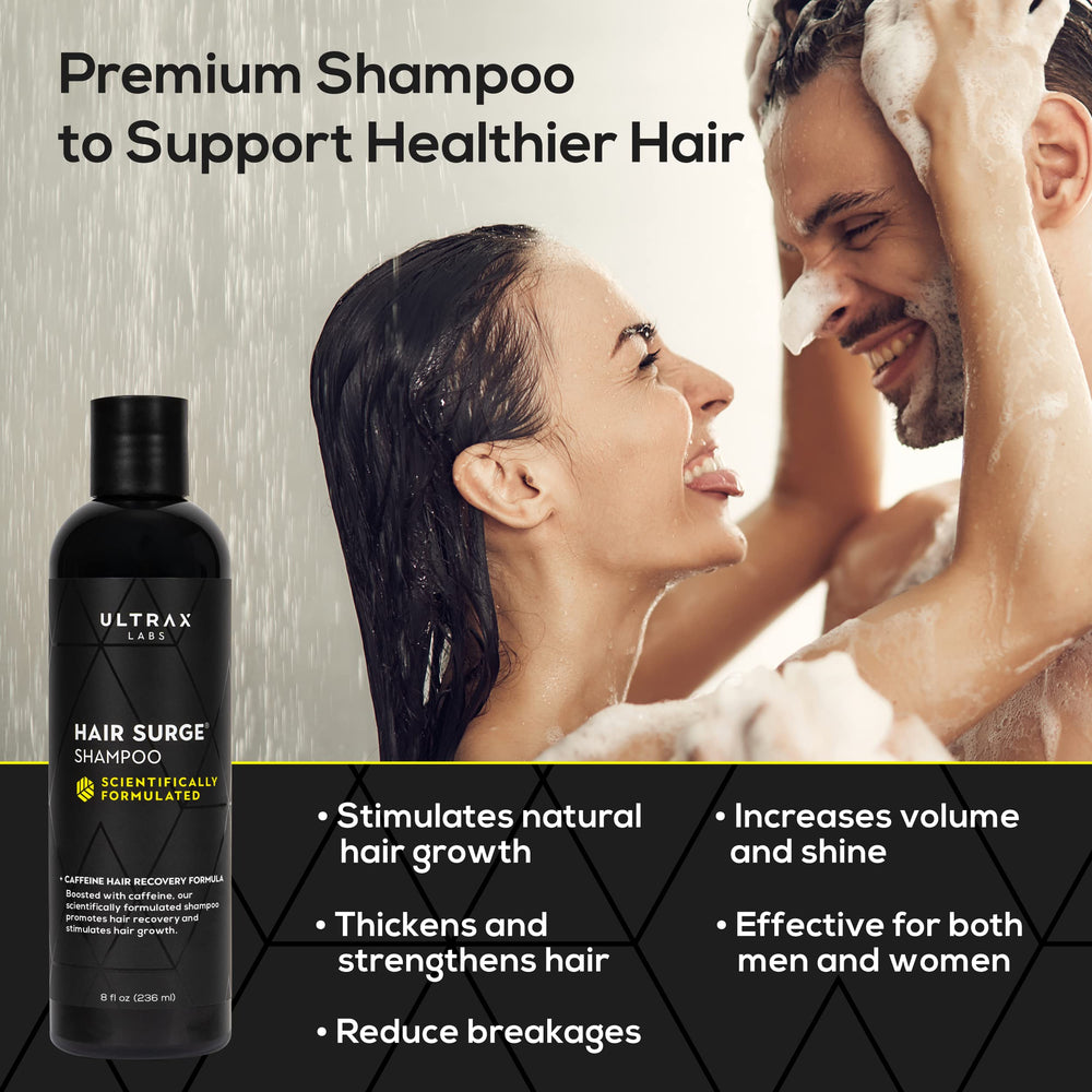 Ultrax Labs Hair Surge gentle cleansing foam on hair