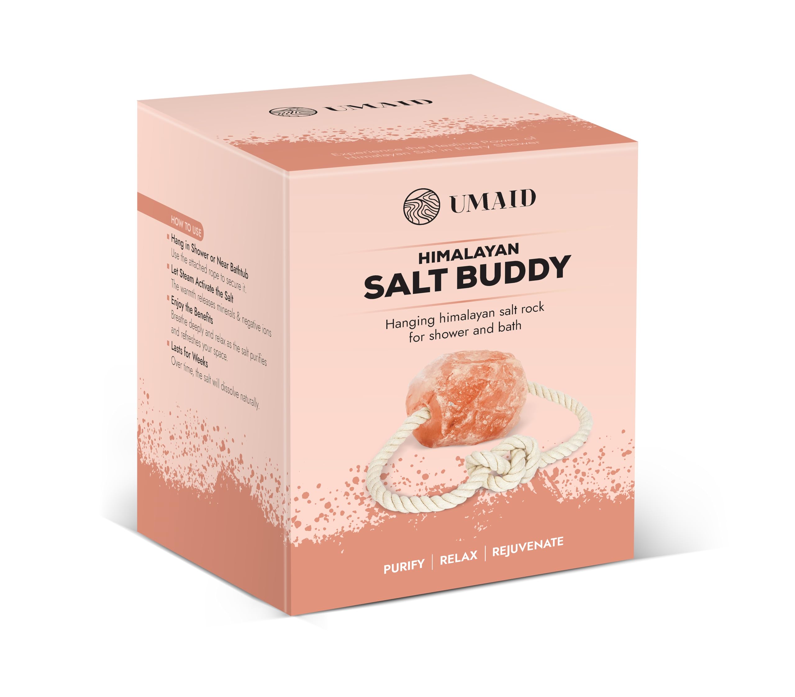 UMAID Himalayan Salt Buddy offers mineral-rich relaxation during baths.