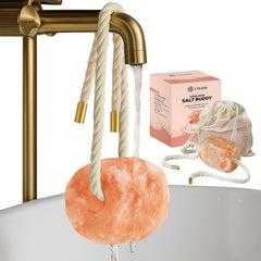 UMAID Salt Buddy hanging in shower for a spa-like mineral release.