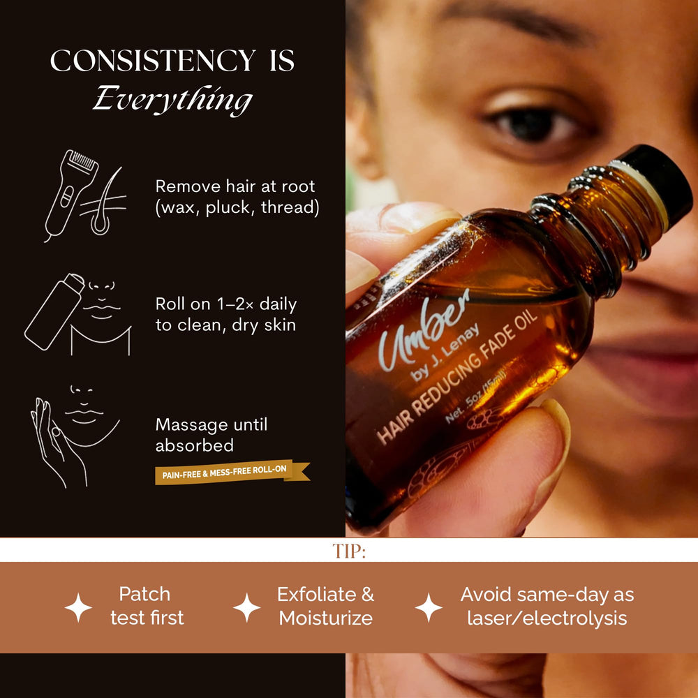 Umber By J. Lenay fade oil absorbs fast with a light, non-greasy finish.