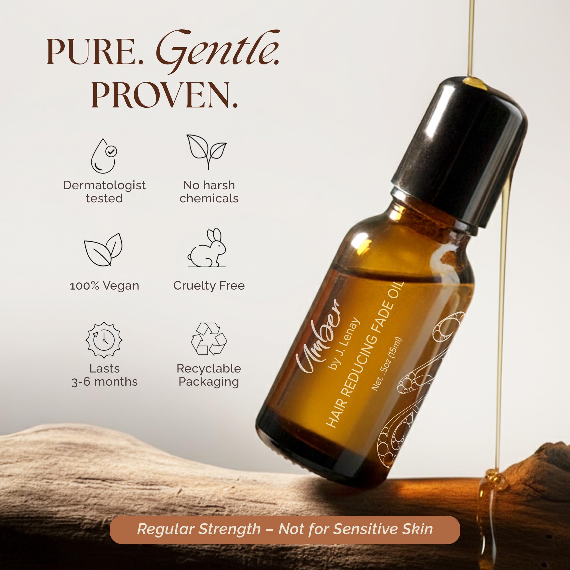 Umber By J. Lenay fade oil ingredients list for gentle care.