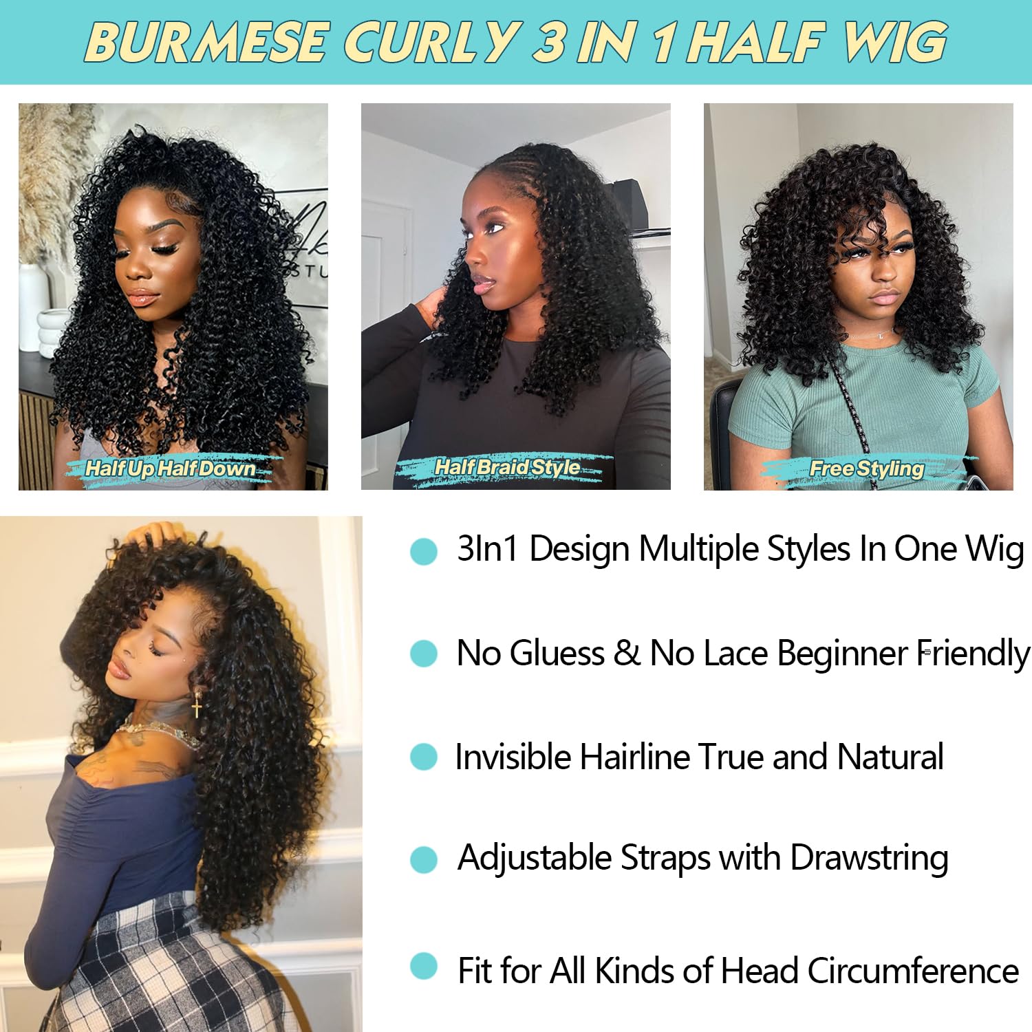 UMEGIRL half wig spiral ends closeup showing soft texture and defined curls