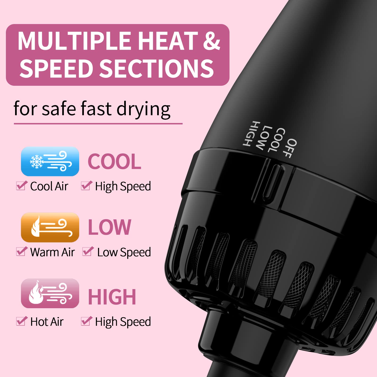 Umeely hair-dryer-brush 360 airflow for quick, even drying