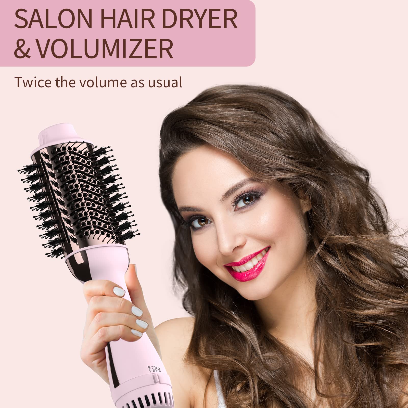 Umeely hair dryer brush nylon-pin tufted bristles prevent tangles for easy styling