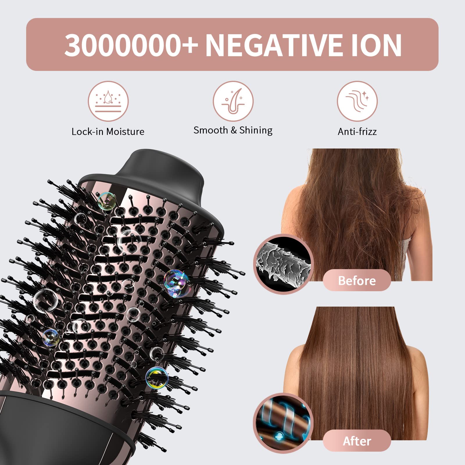 Umeely hair dryer brush titanium barrel for fast drying and sleek finish
