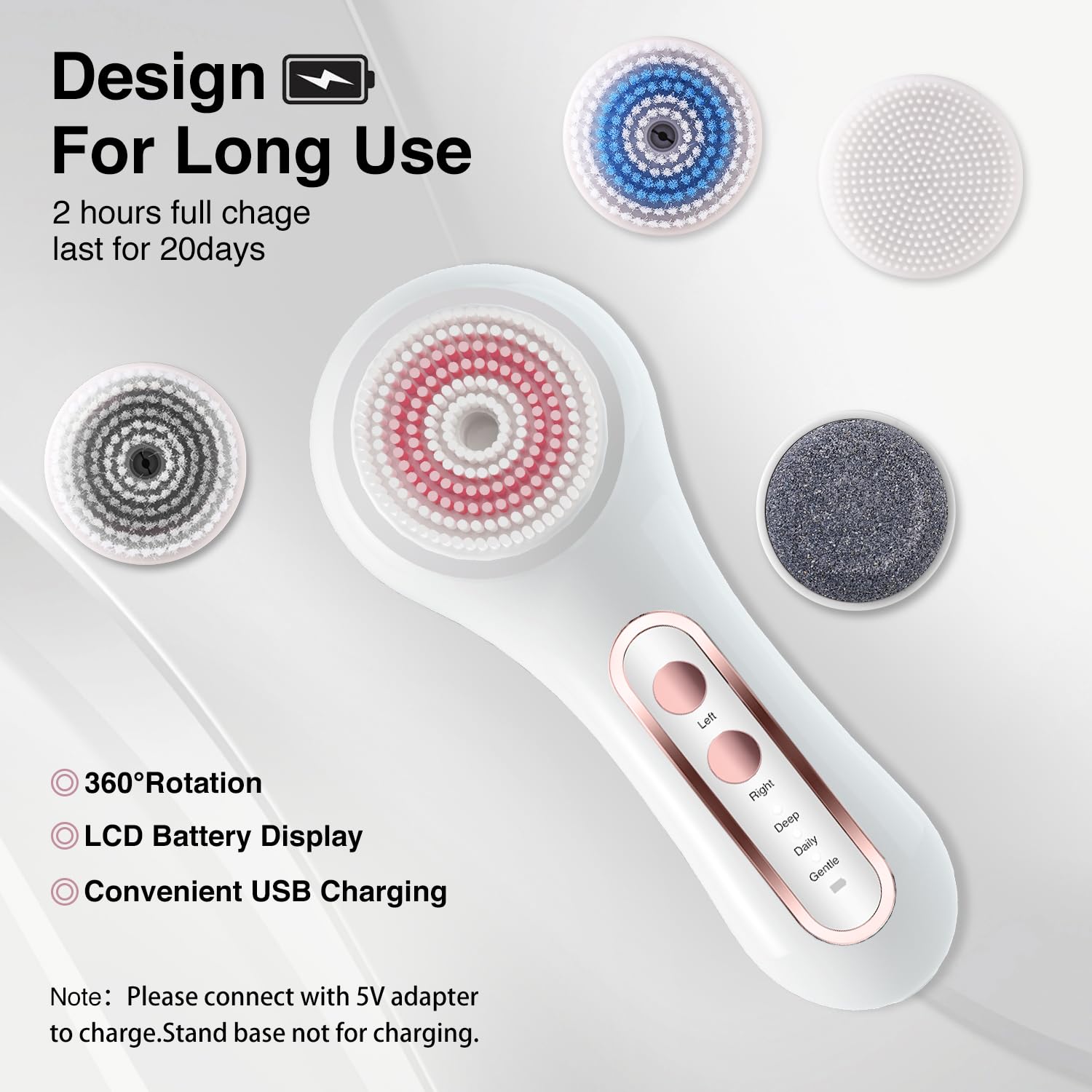 Umickoo Face Scrubber 0.075mm bristle head for medium exfoliation.