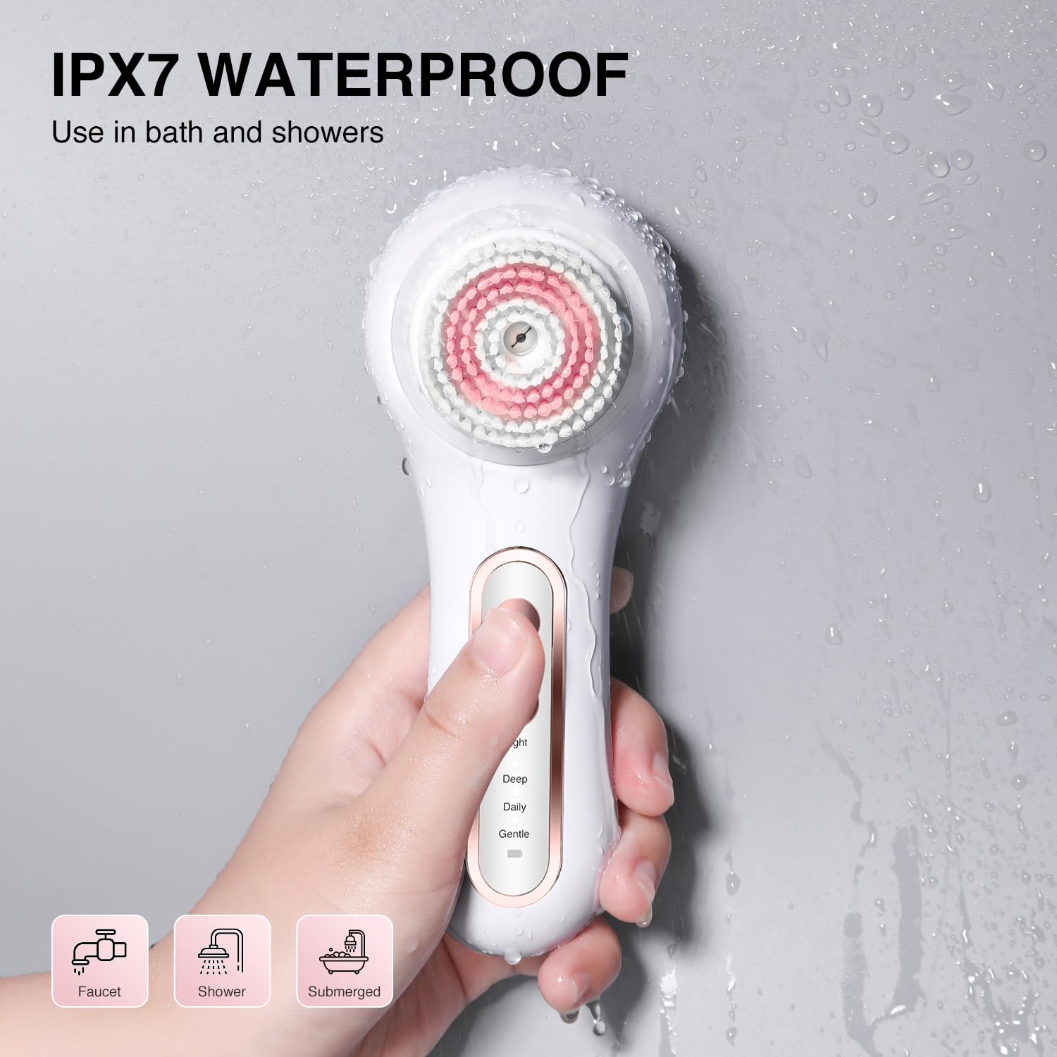 Umickoo Face Scrubber 0.1mm bristle head for deeper cleansing.