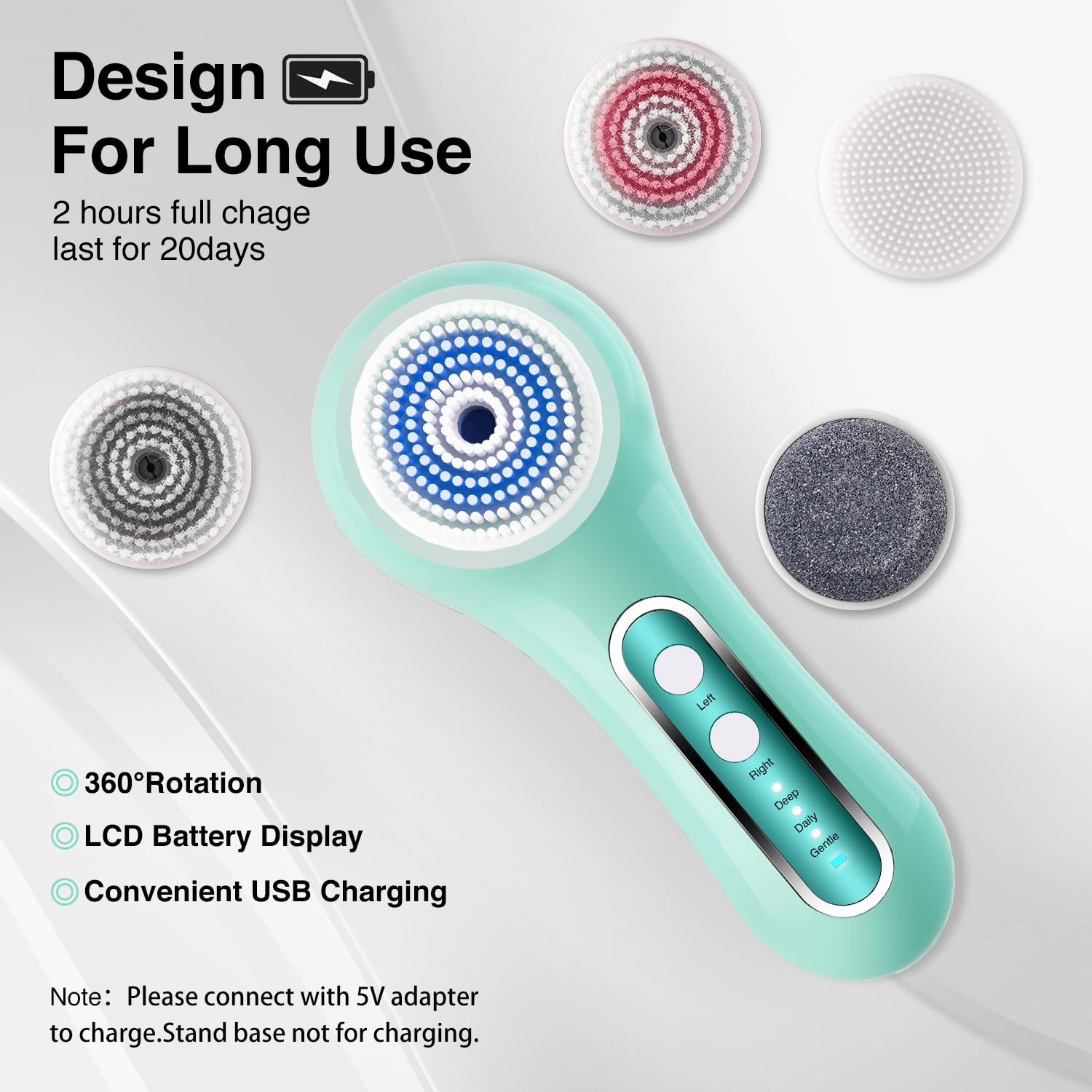 Umickoo Face Scrubber IPX7 waterproof for shower-safe cleansing sessions.