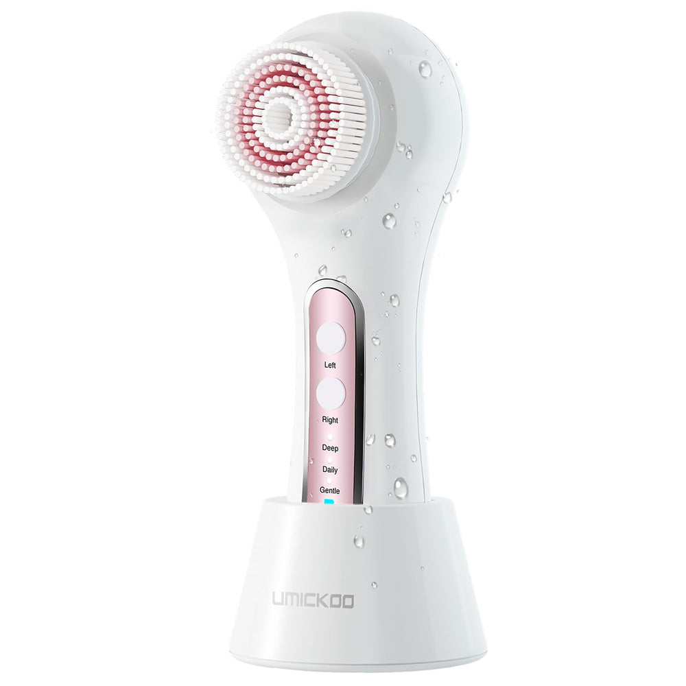 Umickoo Face Scrubber left-rotation deep purge demonstrates targeted cleansing for nose and chin