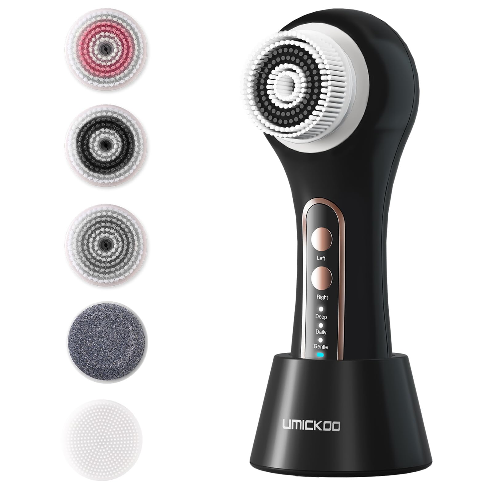 Umickoo face scrubber left-rotation mode for targeted deep cleansing.