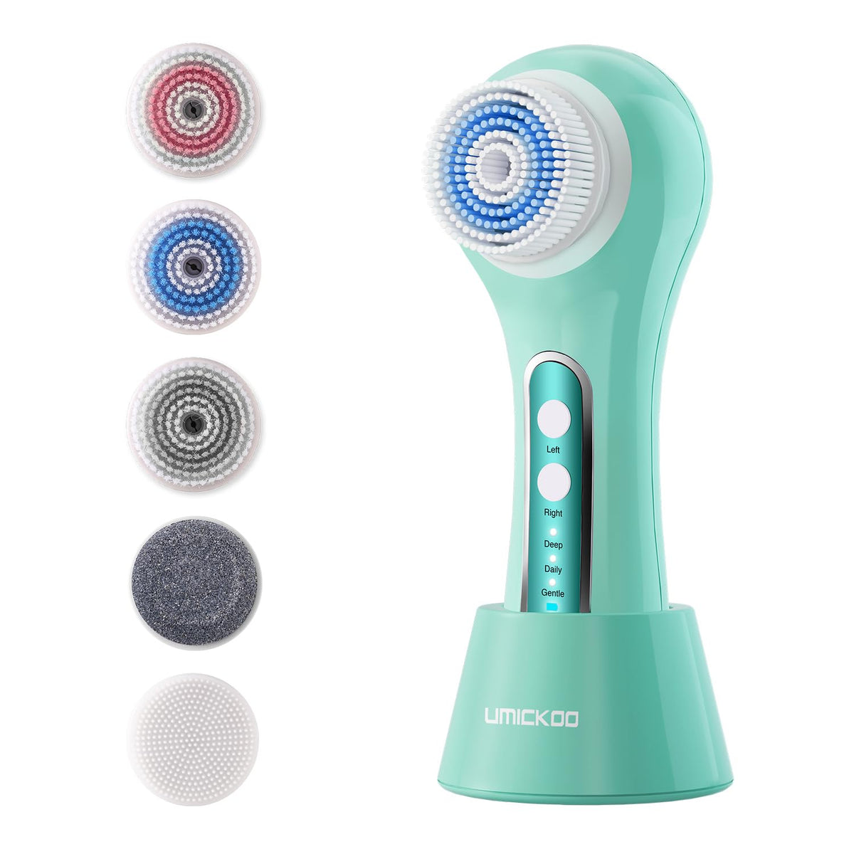 Umickoo Face Scrubber left-rotation cleaning action for deep pore cleansing and acne-prone areas.