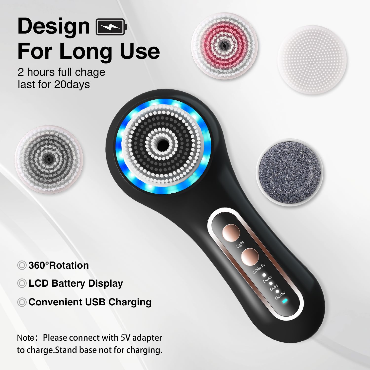 Umickoo Face Scrubber standing base keeps the device organized and accessible.