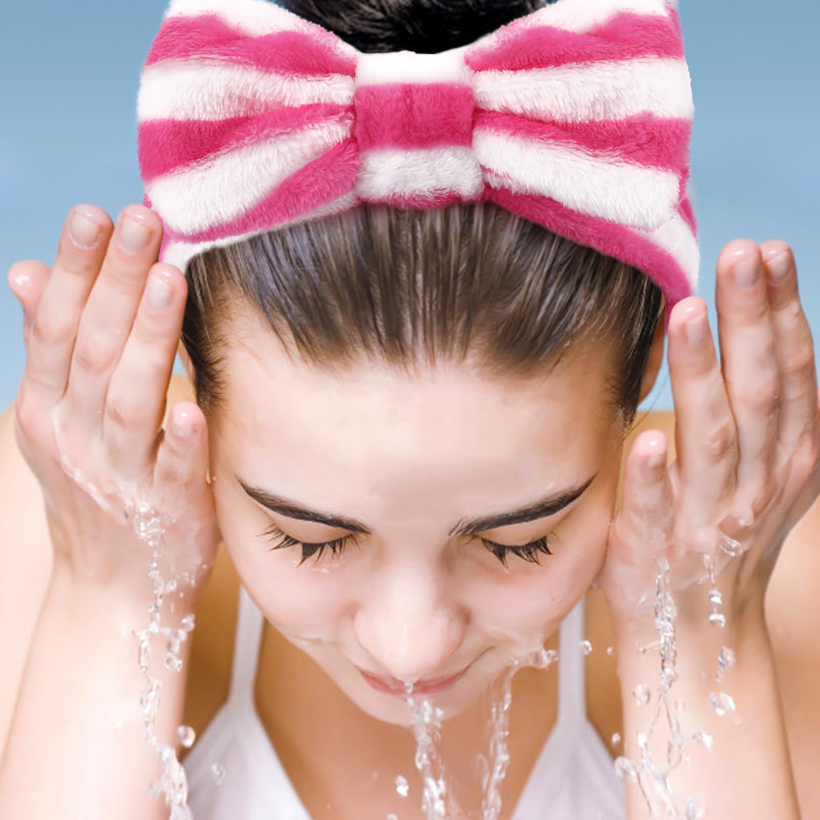 UMIKU soft coral fleece headband provides comfy wear during skincare.