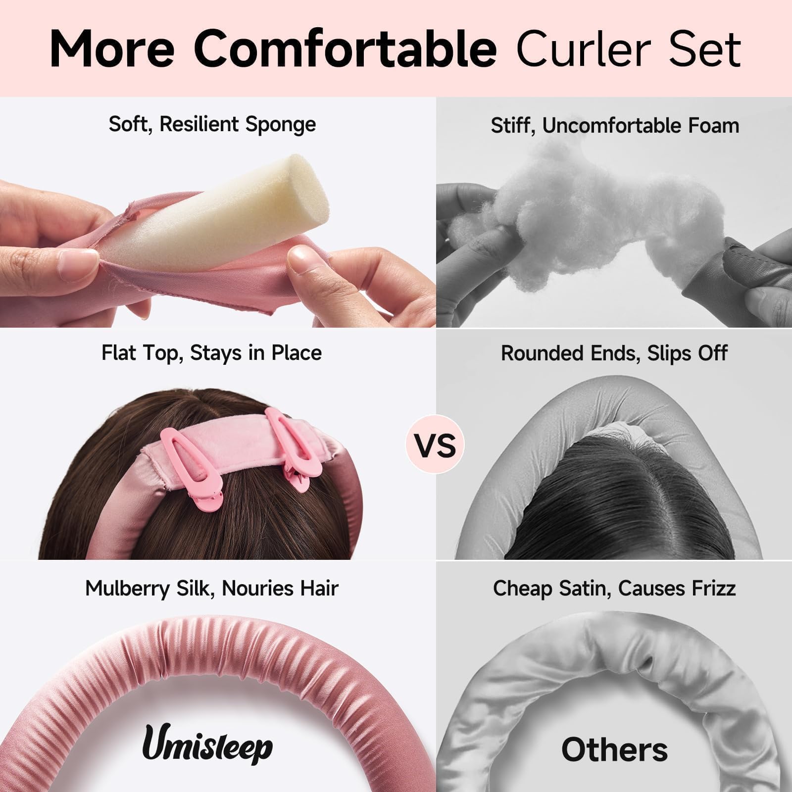 Umisleep 39-inch silk curler shows full-head coverage for versatile curls.