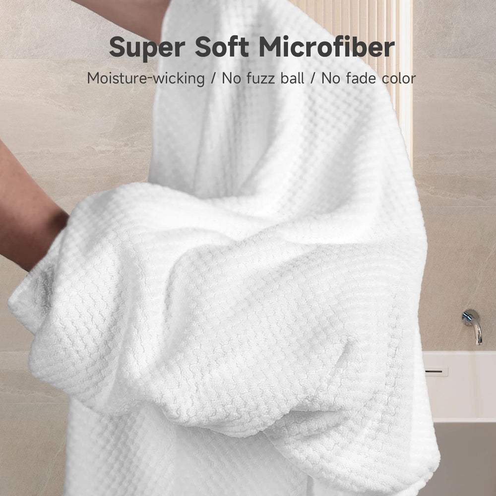 Umisleep elastic loop hair towel closeup shows secure hands-free fit