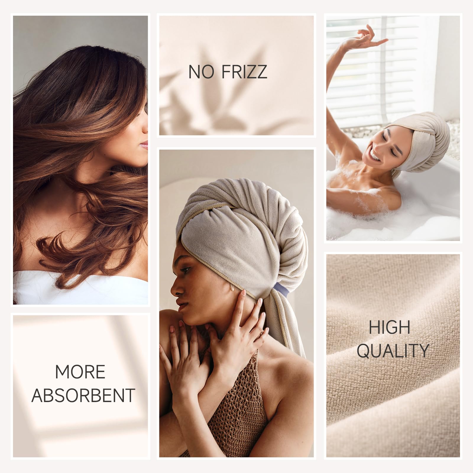 Umisleep camel towel close-up velvet-soft fabric for gentle frizz control.