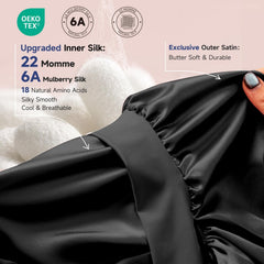 Umisleep silk bonnet on long hair demonstrates volume preservation and fit