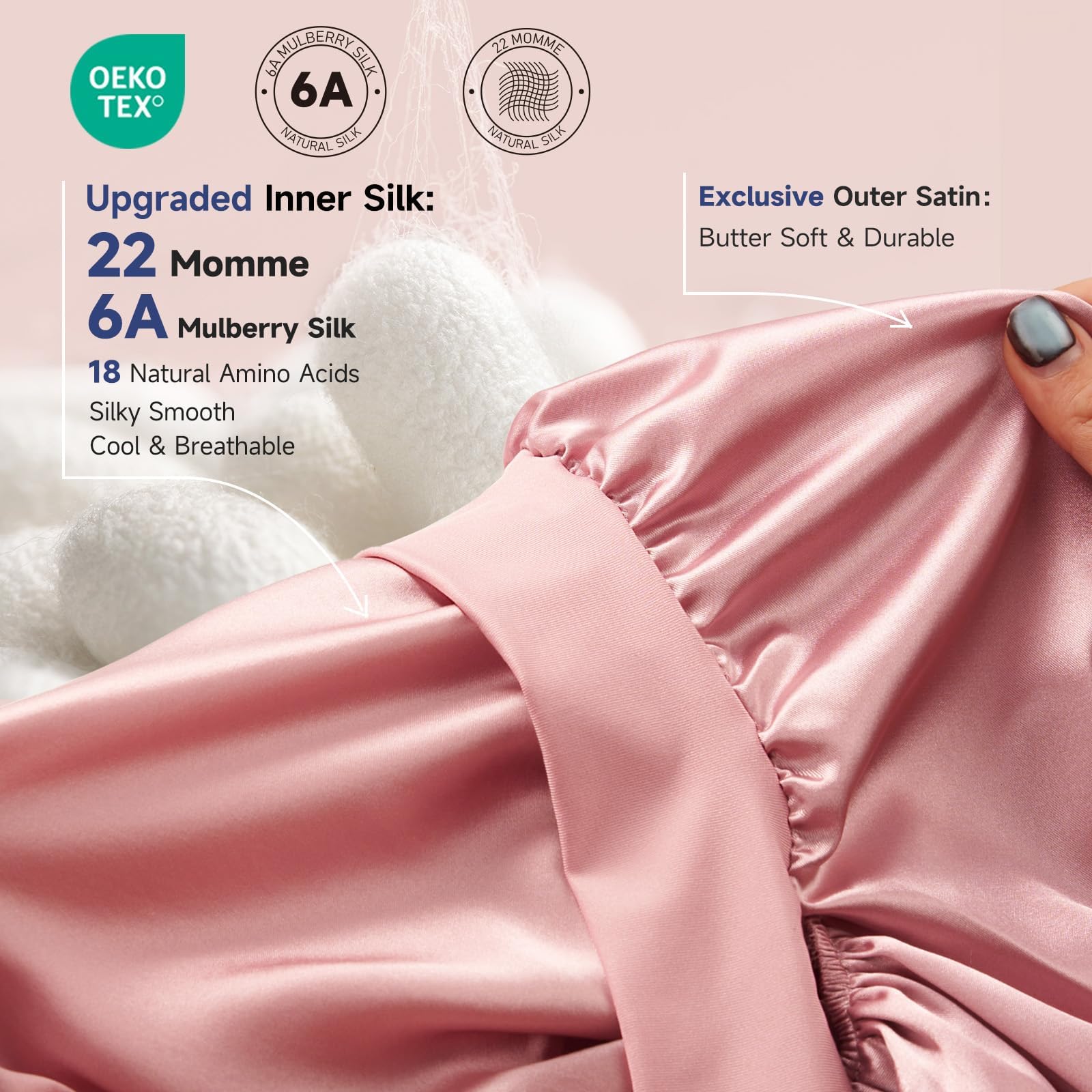 Umisleep silk bonnet on head offers pressure-free wear and smoother morning hair.
