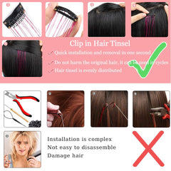 Umylar fruit green tinsel hair extensions for versatile party looks