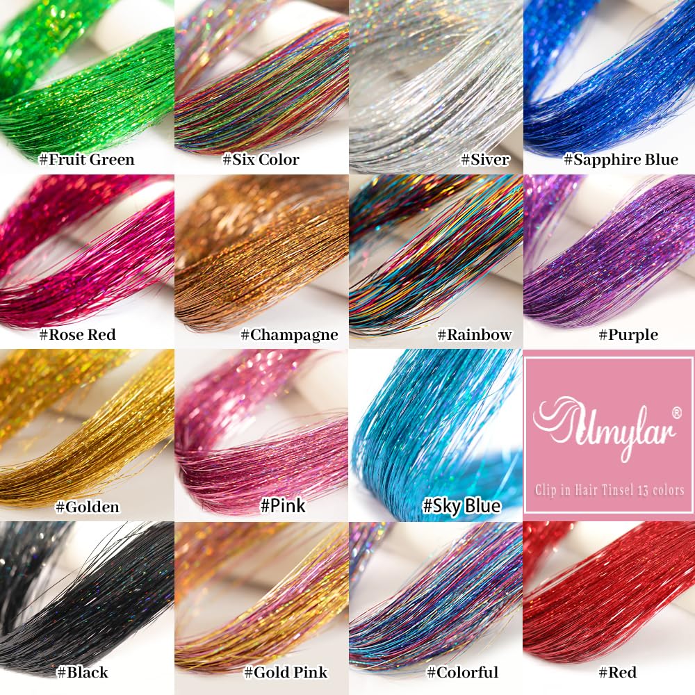Umylar hair tinsel styled with curling iron demonstrates heat-friendly styling potential