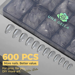 UNA GELLA 12 sizes almond nail tips helps fit varied nail shapes precisely.