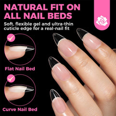 UNA GELLA almond gel nail tips clear for easy color application and long lasting wear.