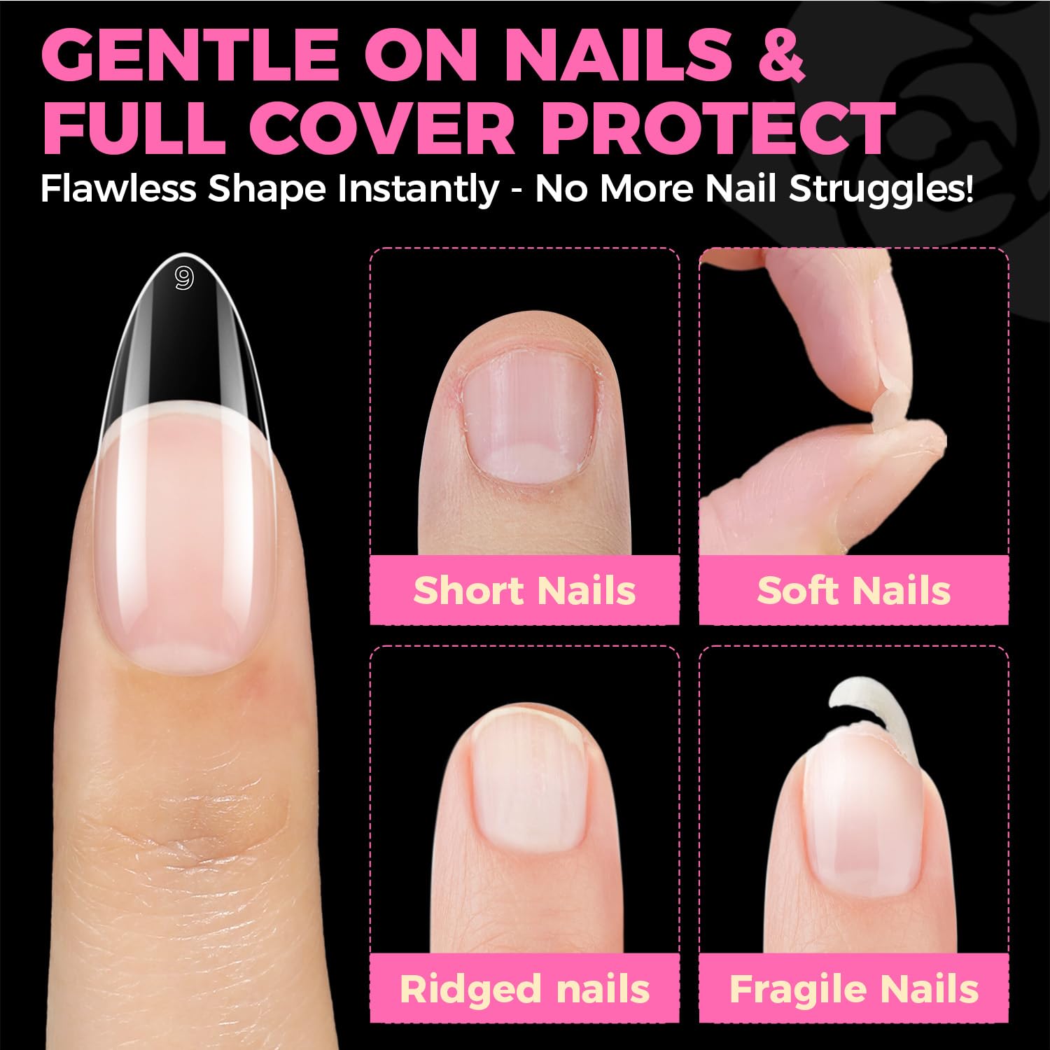 UNA GELLA almond gel nail tips long lasting up to 21 days with proper use.