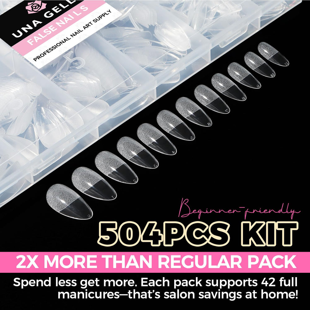 UNA GELLA almond gel nail tips medium almond shape for natural looking extensions.