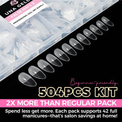 UNA GELLA almond gel nail tips medium almond shape for natural looking extensions.