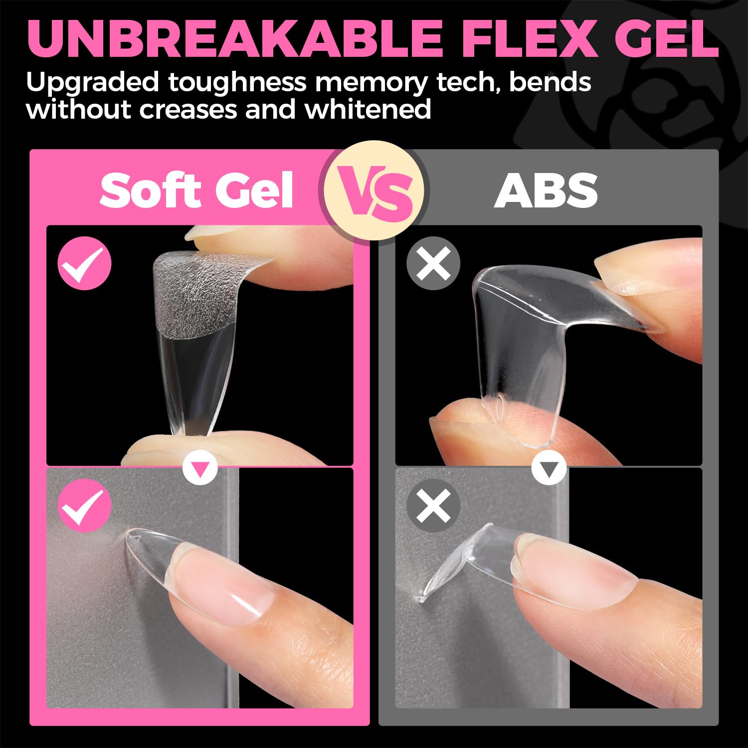 UNA GELLA almond gel nail tips soft application for comfortable snug fit.