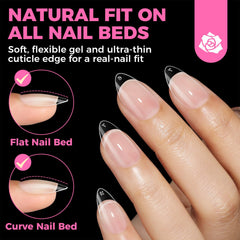 UNA GELLA almond shape tips collection includes 12 sizes for precise fit