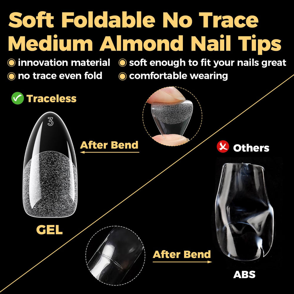 UNA GELLA almond tip surface closeup showcases smooth texture ready for shaping.