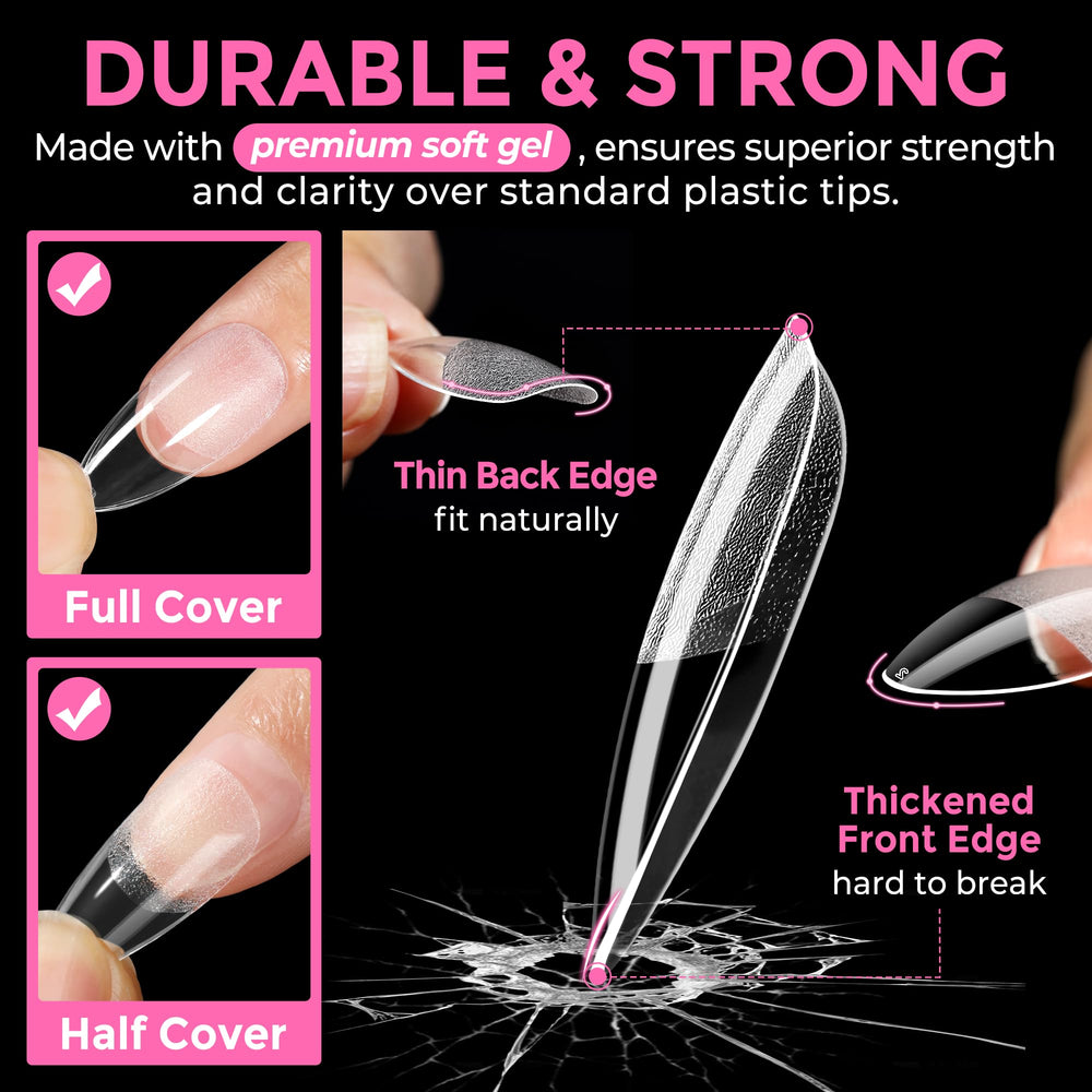 UNA GELLA almond tips trim paint demo demonstrates easy shaping and coloring