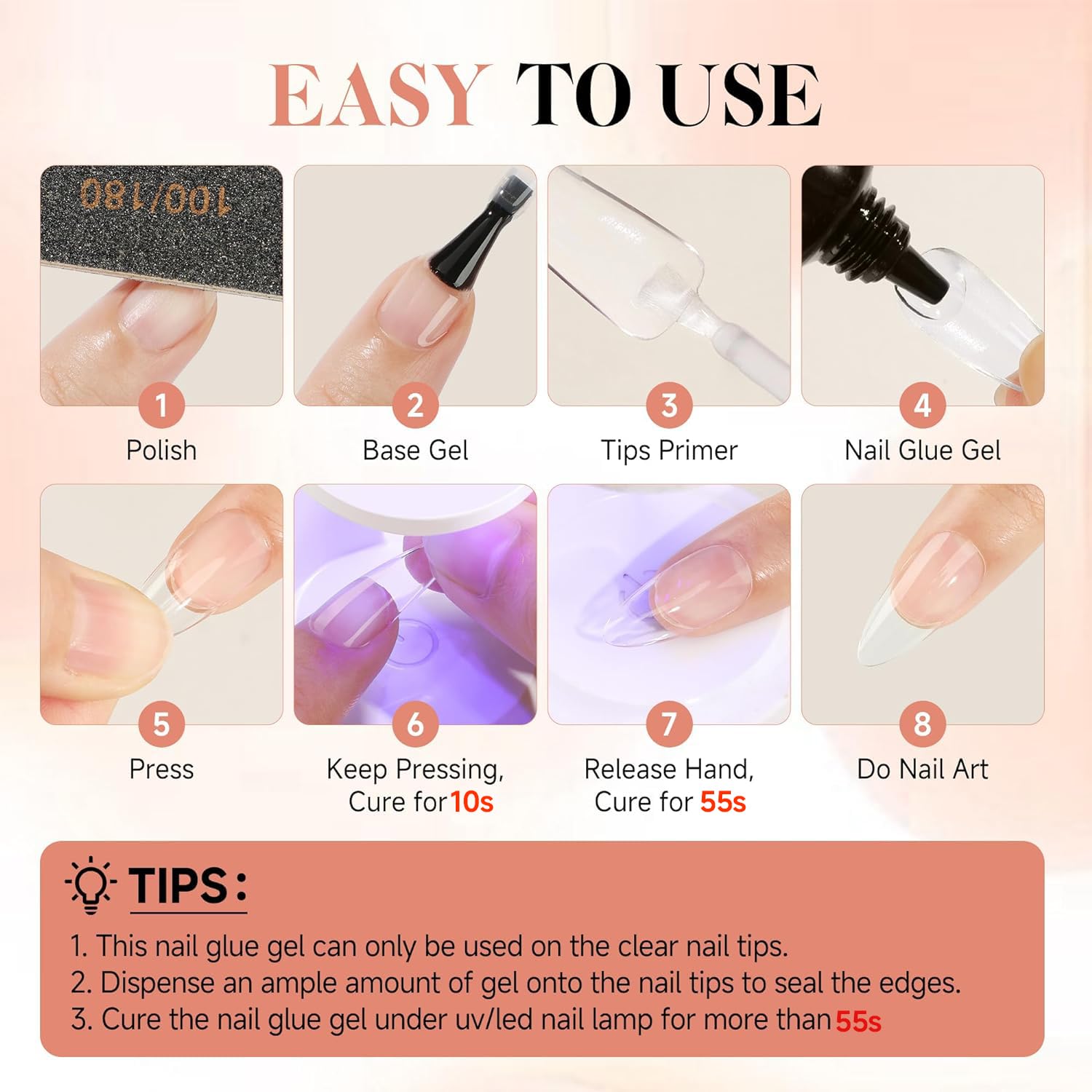 UNA GELLA solid-state glue simplifies application with no brush needed.