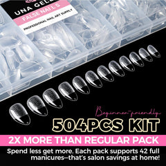 UNA GELLA clear cover nail tips provide streak-free natural-looking finish