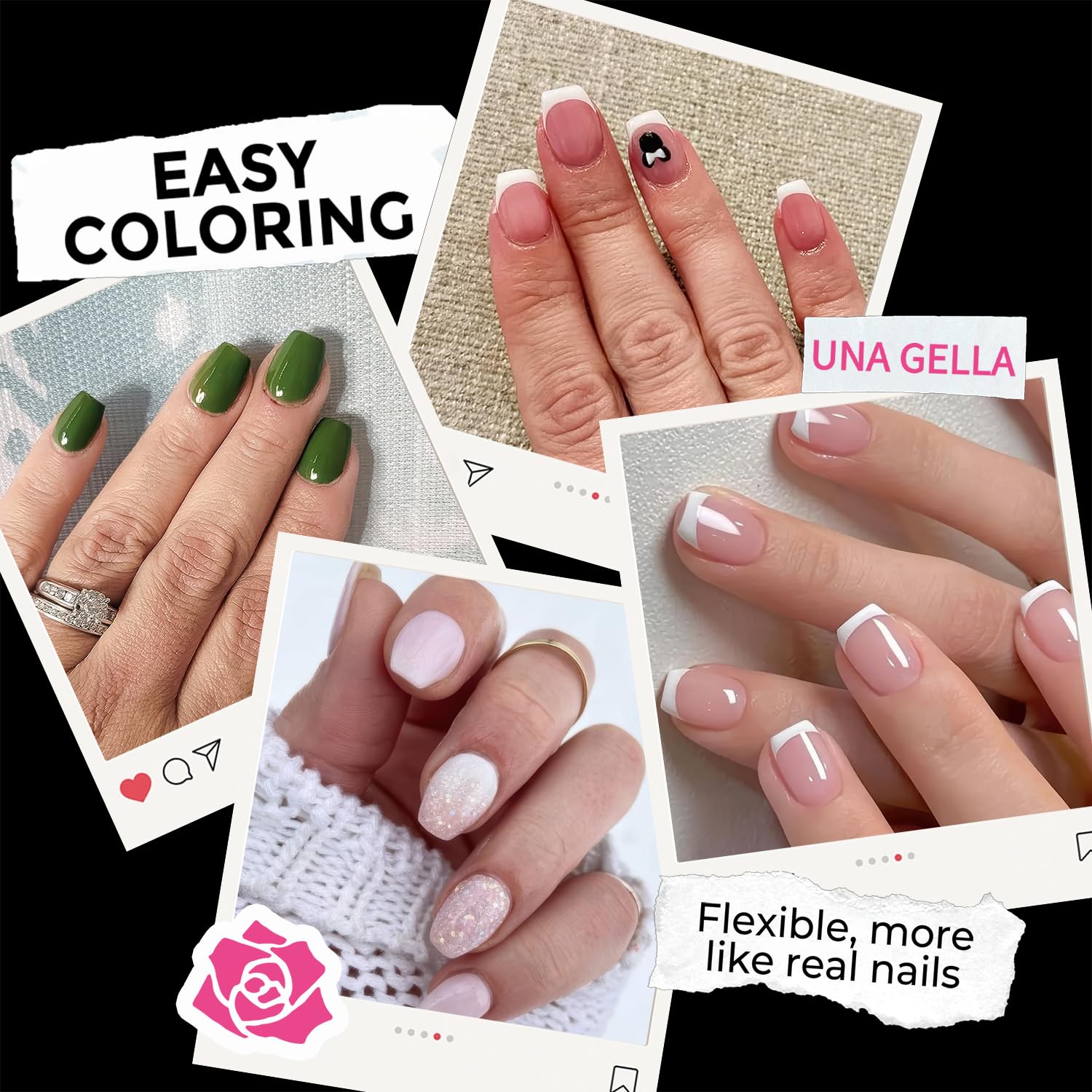 UNA GELLA clear flexible tips closeup – soft gel tips for smooth application