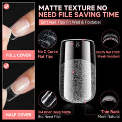 UNA GELLA clear full-cover square tips for natural-looking nails with polish