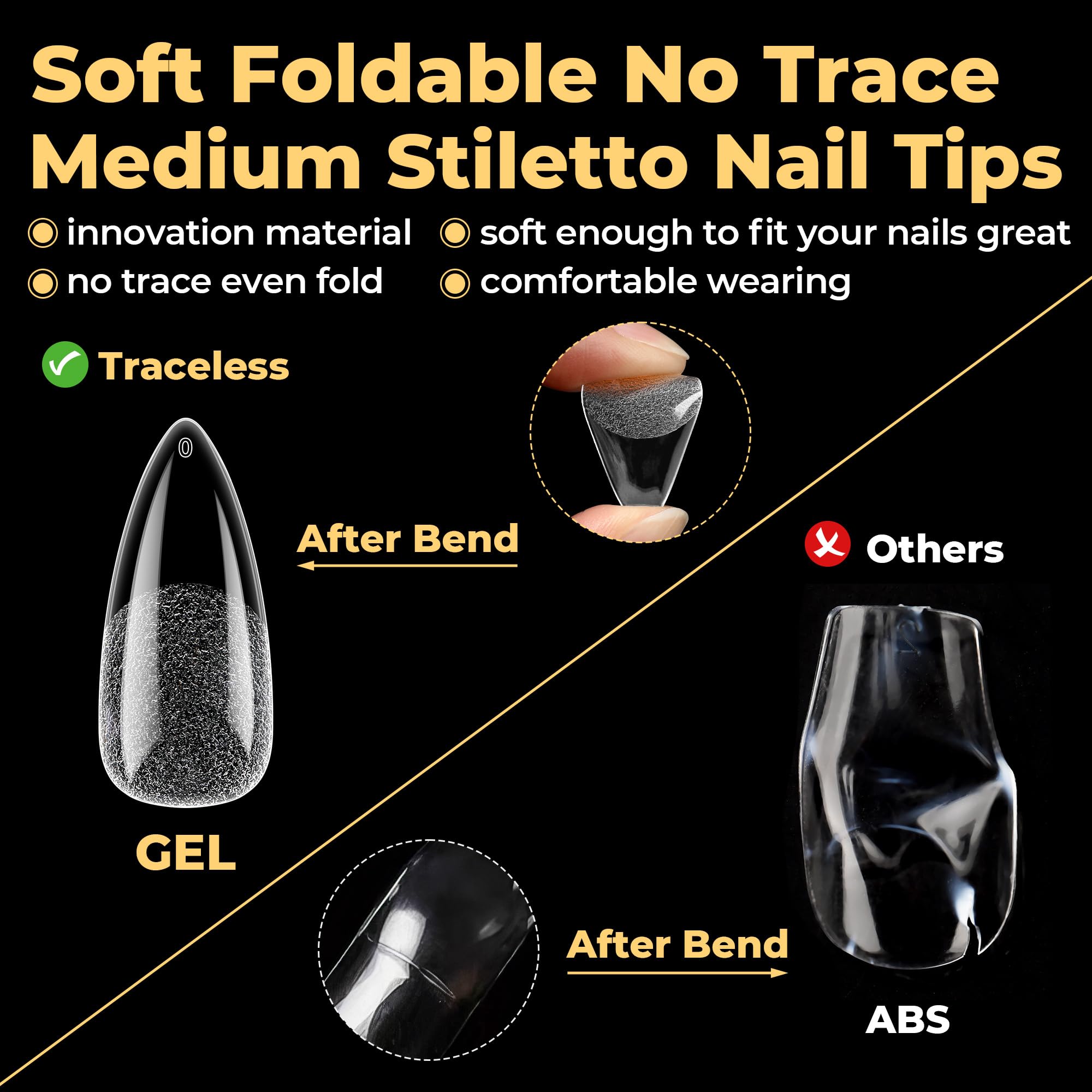UNA GELLA clear gel nail tips adhesion supports solid wear and tidy finish