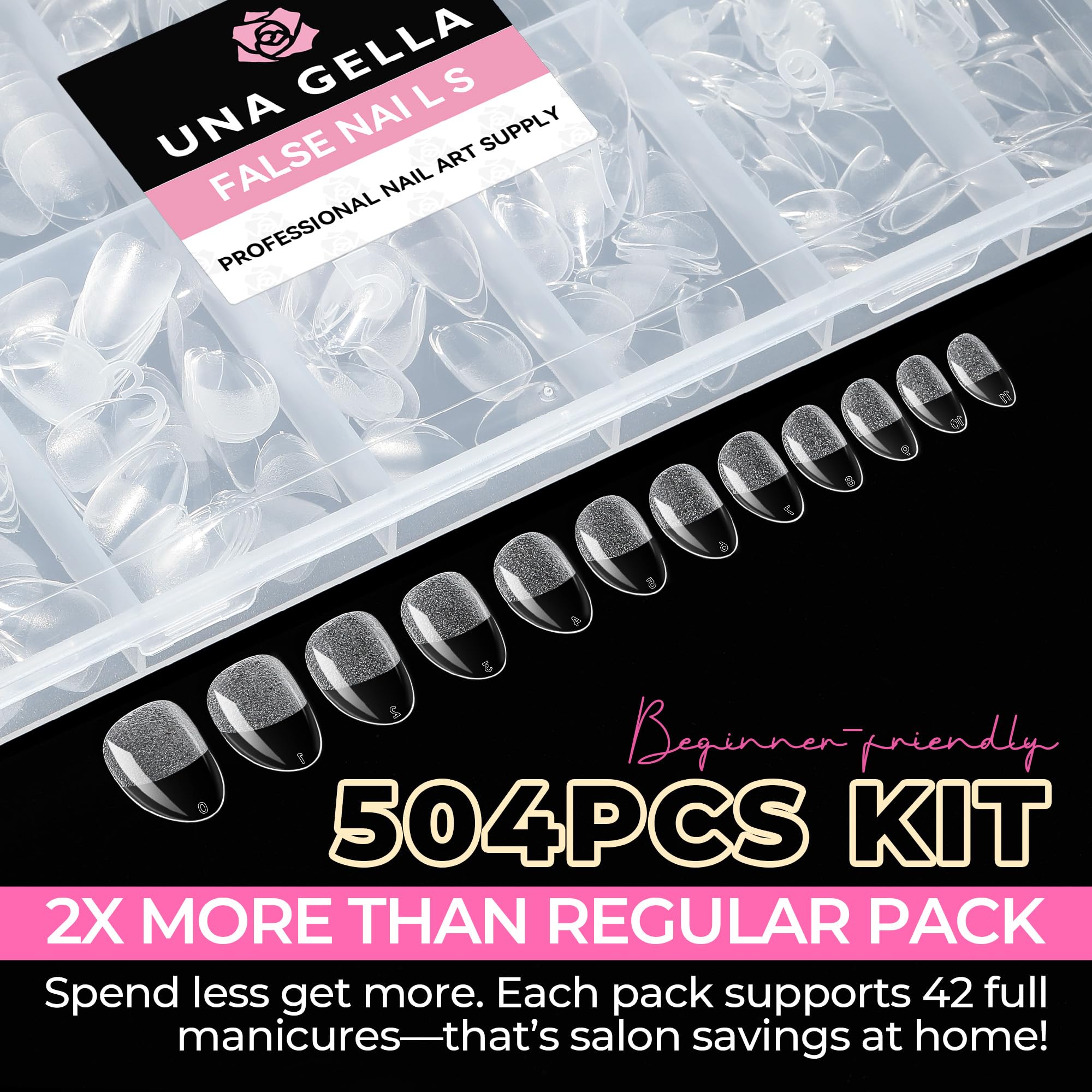 UNA GELLA clear gel tips reveal color with transparent, neat coverage.