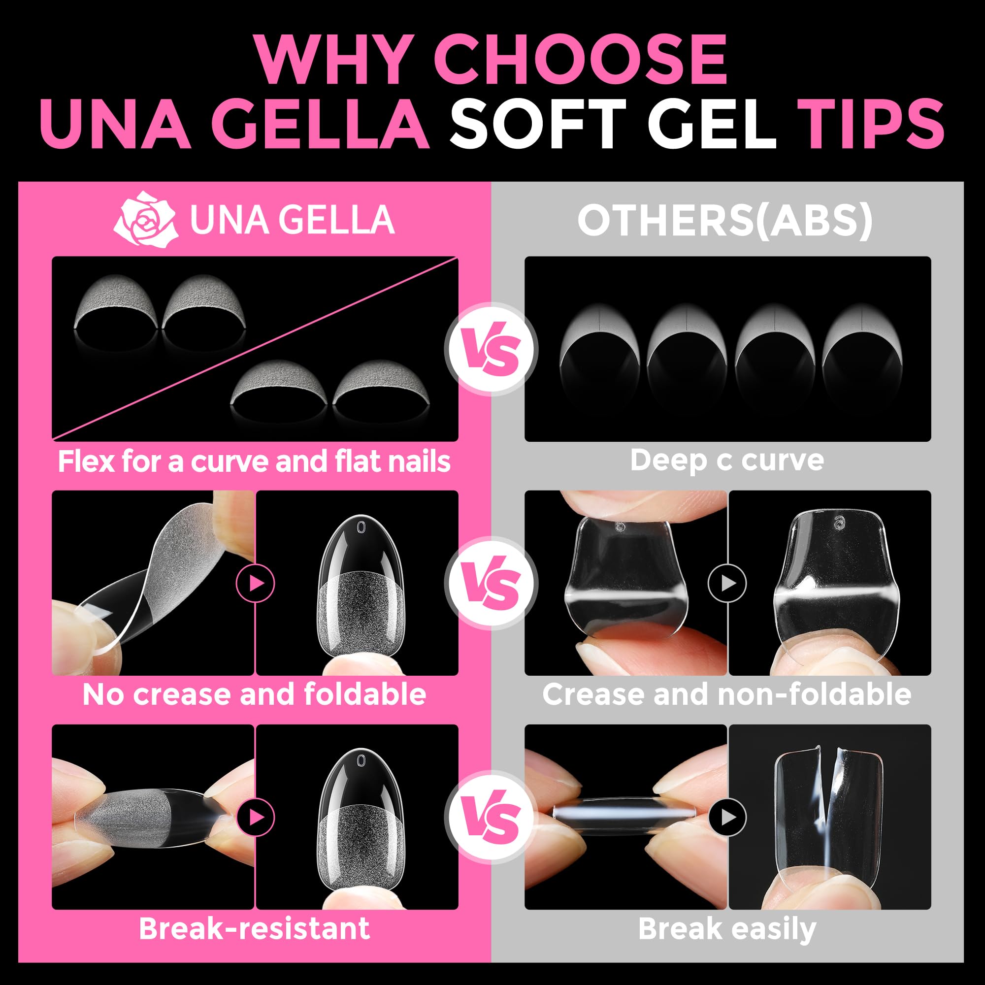 UNA GELLA clear tips provide full-coverage versatility for multiple looks