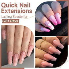 UNA GELLA coffin nail tips pre-buffed edges closeup, speeds up salon-ready application.
