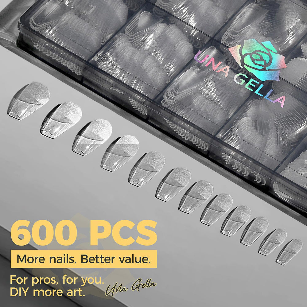 UNA GELLA coffin tips pre-etched design saves filing time.