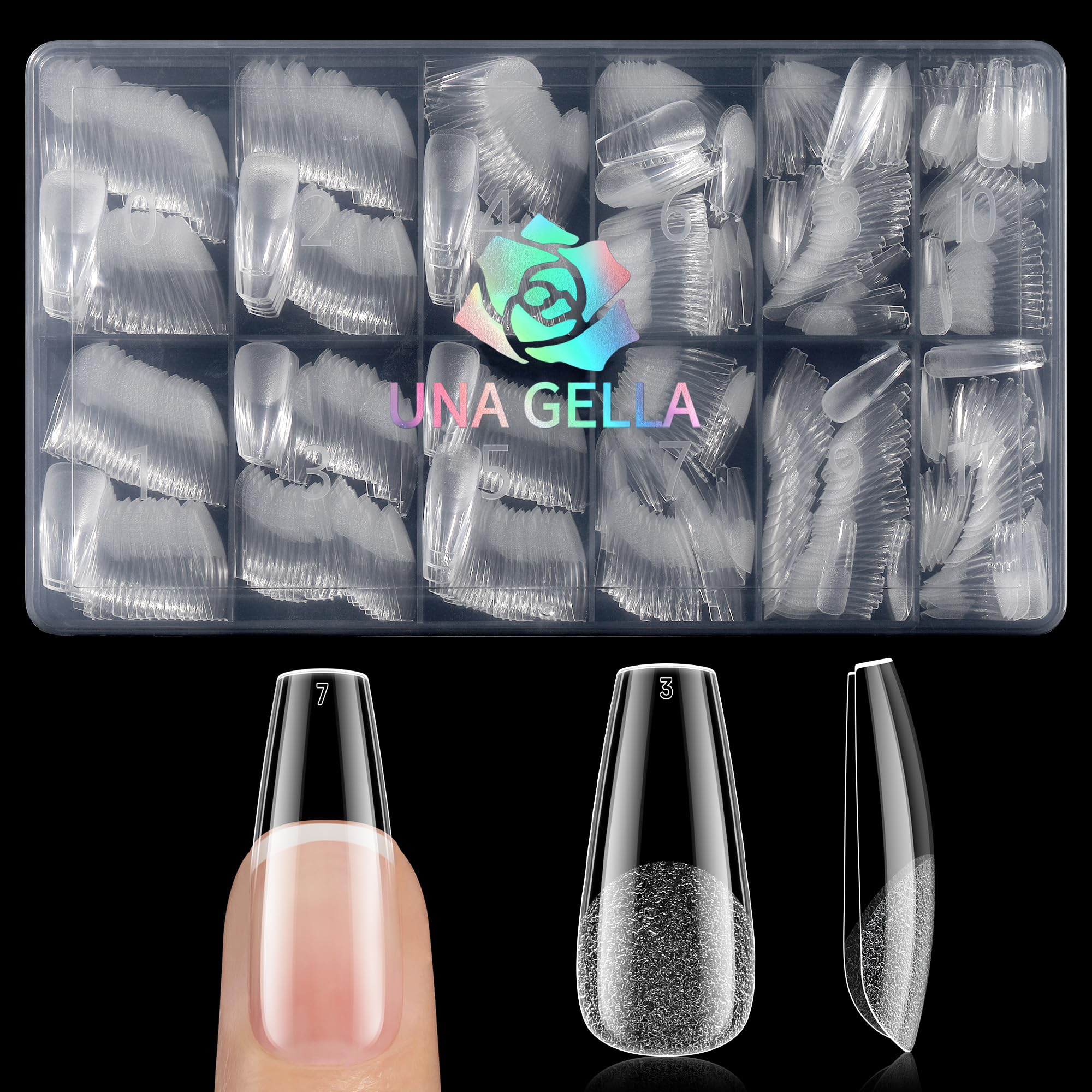 UNA GELLA coffin tips multiple sizes for precise fit.