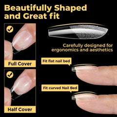 UNA GELLA coffin tips with thick front and thin back for durable wear