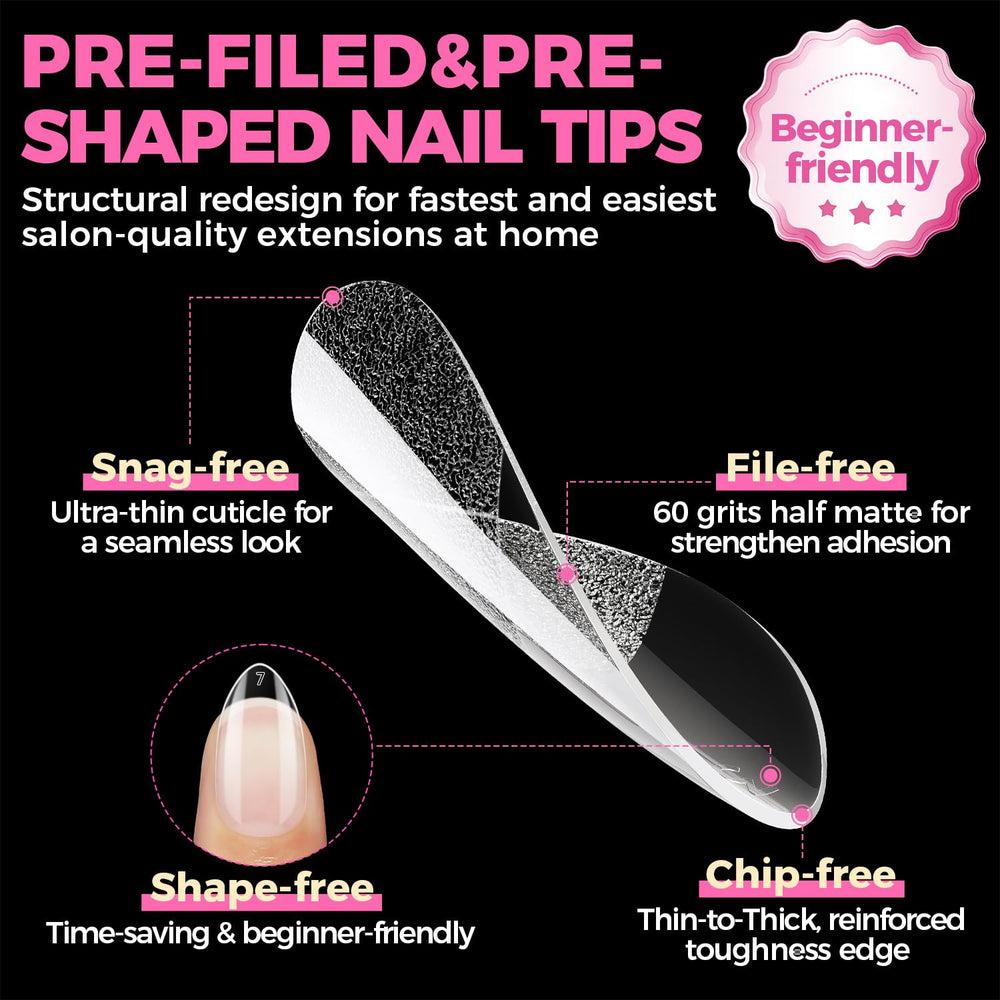 UNA GELLA easy-press-on tips install smoothly for faster manicures