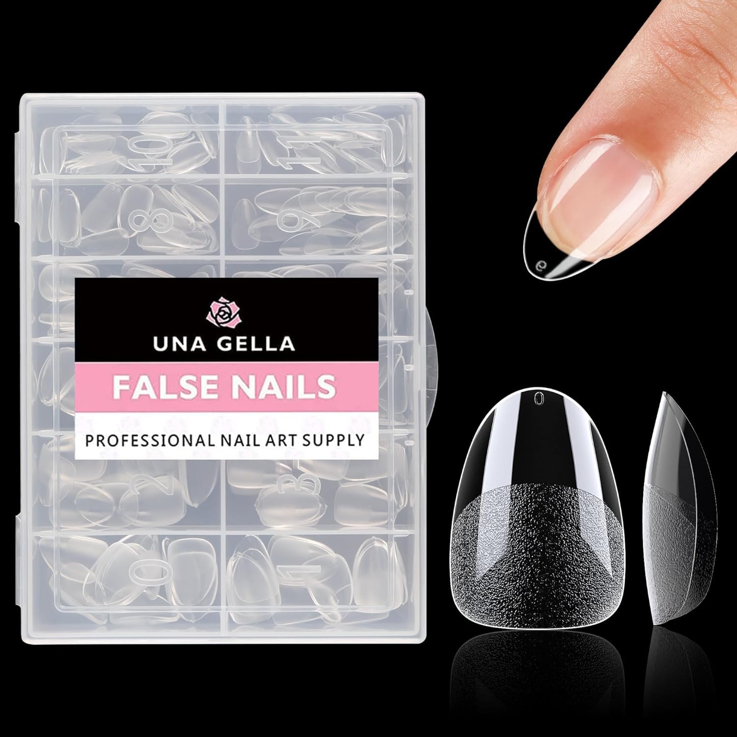 UNA GELLA extra short almond tips ideal for home DIY salon.