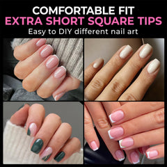 UNA GELLA tips array with transparent finish close-up highlighting natural fit and easy press-on
