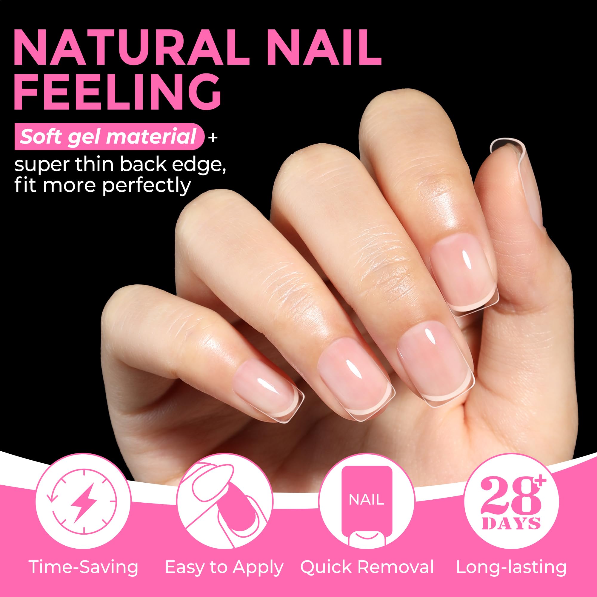 UNA GELLA tips array of 12 sizes laid out for flexible DIY manicure
