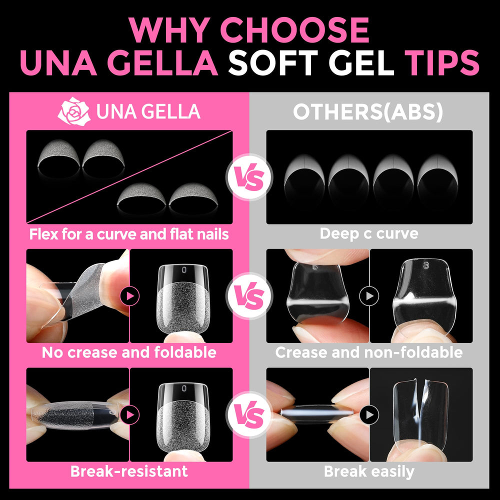 UNA GELLA gel tips clear surface no trace when pressed close-up