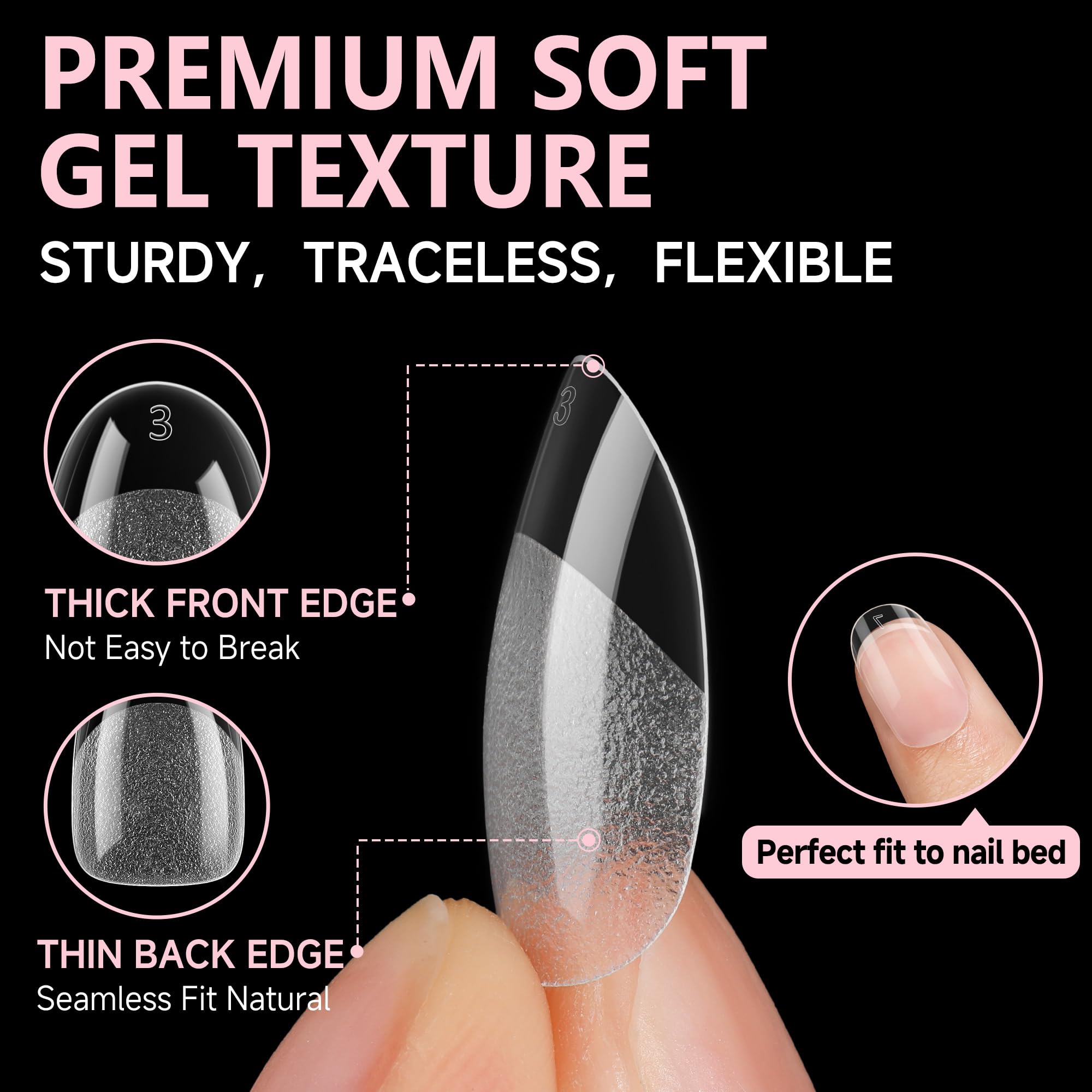 UNA GELLA flat no-C-curve oval tips designed for comfortable wear on various nail shapes